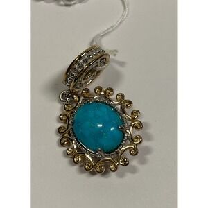 Gems en Vogue Birdseye Kingman Turquoise Sterling Palladium Pendant J467405